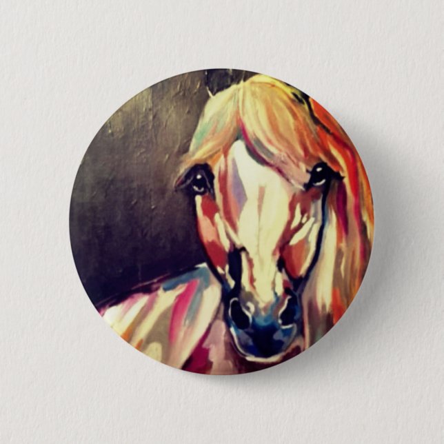 Abstract Horse Painting 6 Cm Round Badge (Front)
