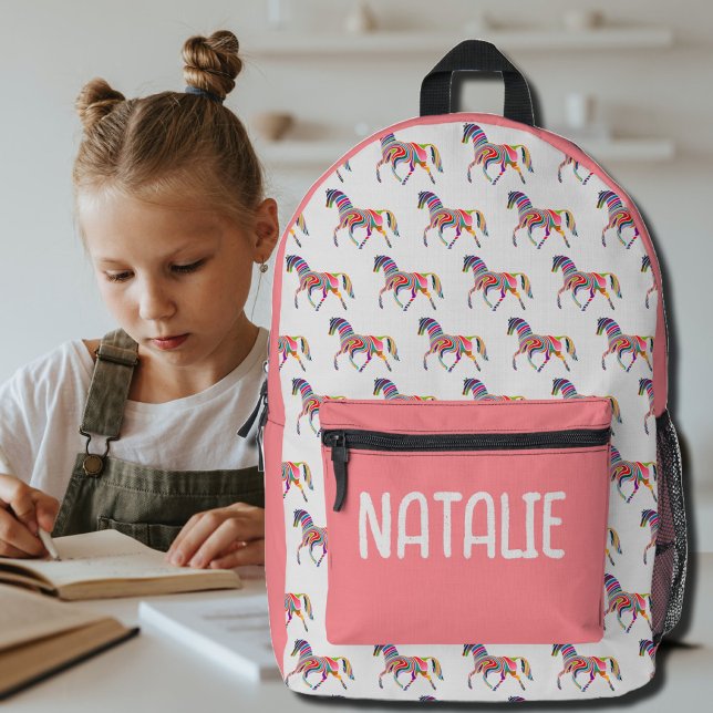 Abstract horse pattern  - your name printed backpack (Creator Uploaded)