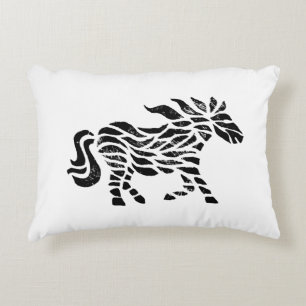 Abstract Horse Woodblock Print Decorative Cushion