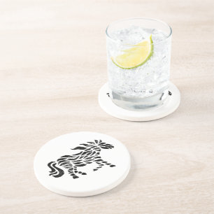 Abstract Horse Woodblock Print Sandstone Coaster