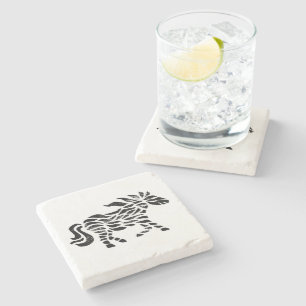 Abstract Horse Woodblock Print Stone Coaster