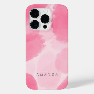 Abstract Hot Pink Brush Watercolor Personalise Case-Mate iPhone 14 Pro Case
