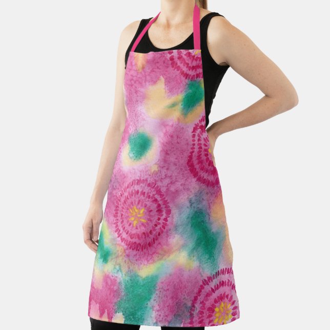 Abstract Hot Pink Circles and Pastels Aprons (Insitu)