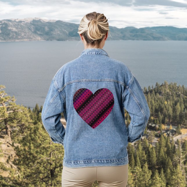 Abstract Hot Pink Pattern Denim Jacket (Creator Uploaded)