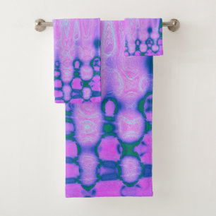Abstract Hot Pink Wavy Tie Dye Clouds Bath Towel Set