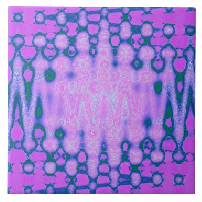 Abstract Hot Pink Wavy Tie Dye Clouds Ceramic Tile (Front)