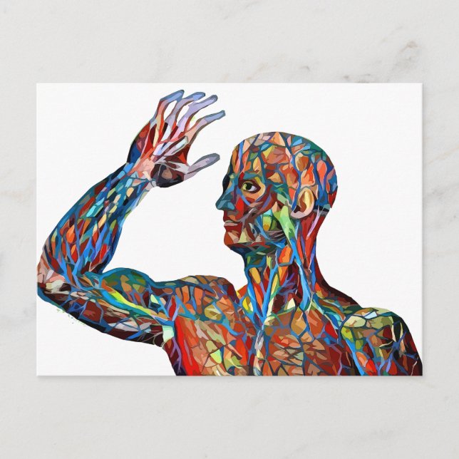 abstract human anatomy man veins arteries art  postcard (Front)