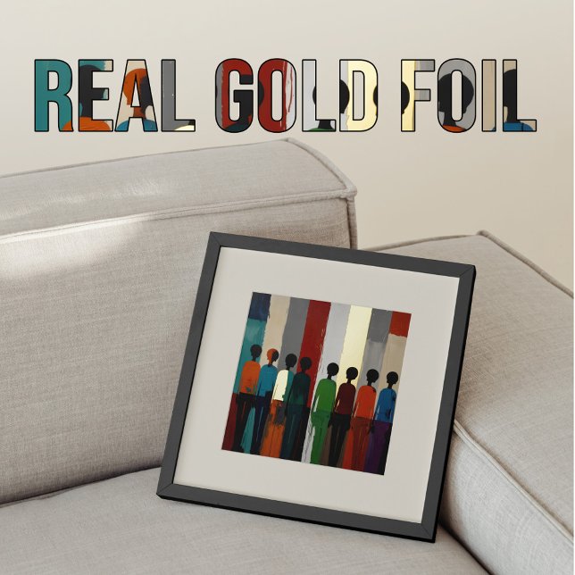 Abstract human shapes gold red blue green foil prints (Creator Uploaded)