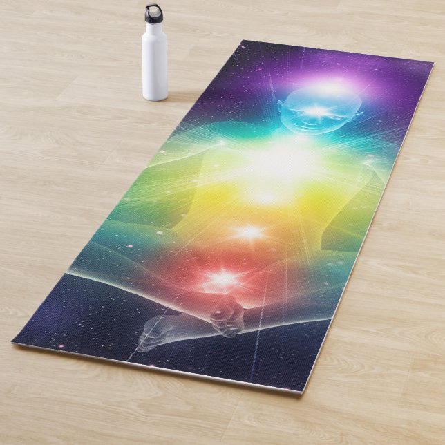 Abstract humanoid lotus yoga pose with chakras mat (In Situ)