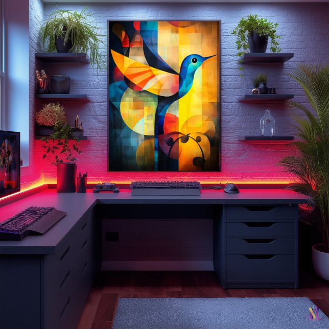 Abstract Hummingbird Art - Geometric Bird Poster (Creator Uploaded)