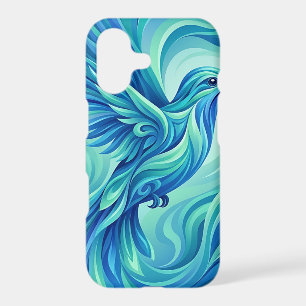 Abstract Hummingbird Ocean Blue iPhone Cases