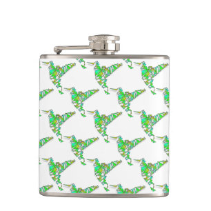Abstract Hummingbird Pattern Hip Flask