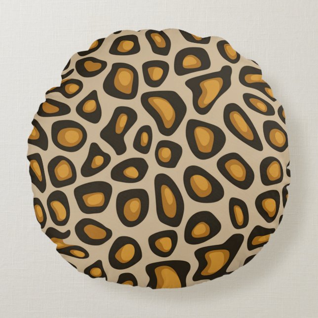 Abstract Hyena Spot Pattern Round Cushion (Front)