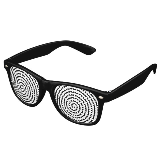 Abstract Hypnotised Black & White Retro Sunglasses (Angled)