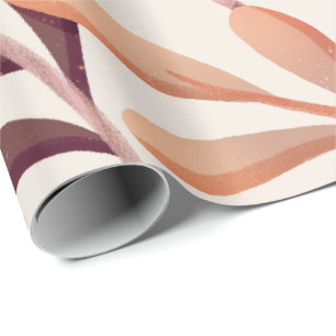 Abstract illustration featuring leaves and flowers wrapping paper