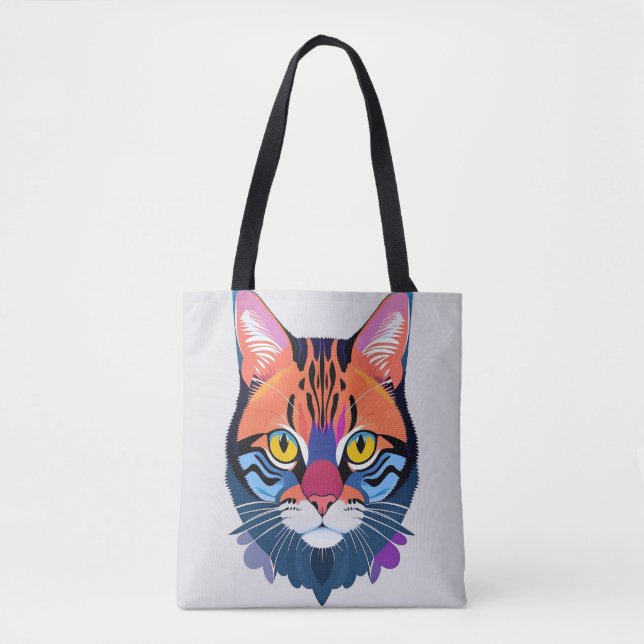 Abstract Illustration of a Cat Face Tote Bag (Front)