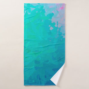 Abstract illustration of green Impressionist Impas Bath Towel