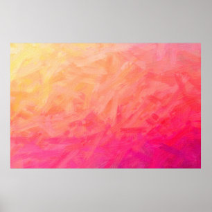Abstract illustration of pink, yellow Bristle Brus Poster