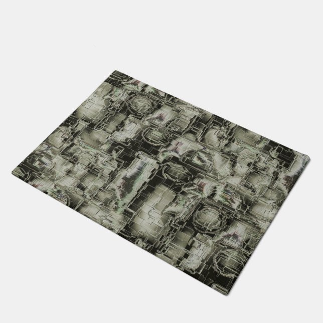 Abstract image carved mosaic in shades of grey doormat (Angled)