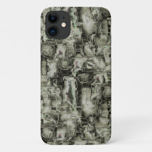 Abstract image carved mosaic in shades of grey thr iPhone 11 case