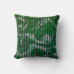 Abstract image montage. Stripes over green stains Cushion