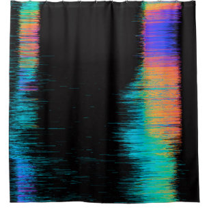 Abstract image of glitched LED screen. Broken vide Shower Curtain