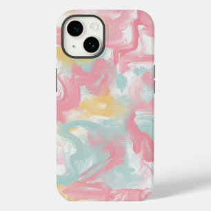 Abstract Impasto Paint Coral Yellow Turquoise Case-Mate iPhone 14 Case