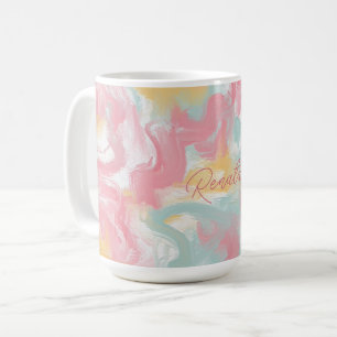 Abstract Impasto Paint Coral Yellow Turquoise Coffee Mug