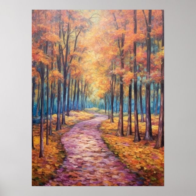 Abstract Impressionist Autumn Pathway Fine Art Poster (Front)