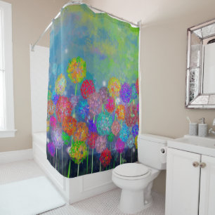 Abstract impressionist field of flowers  shower curtain