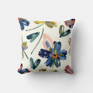 Abstract Impressionist Wildflower Pattern with Bol Cushion