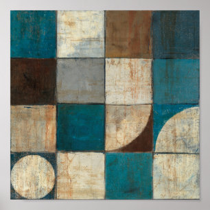 Abstract in Blue and Brown Poster