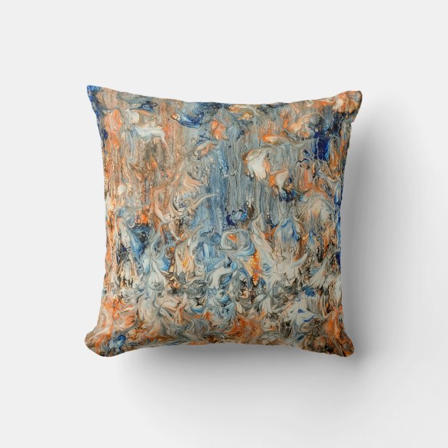 Abstract in Blue and Orange Cushion (Front)