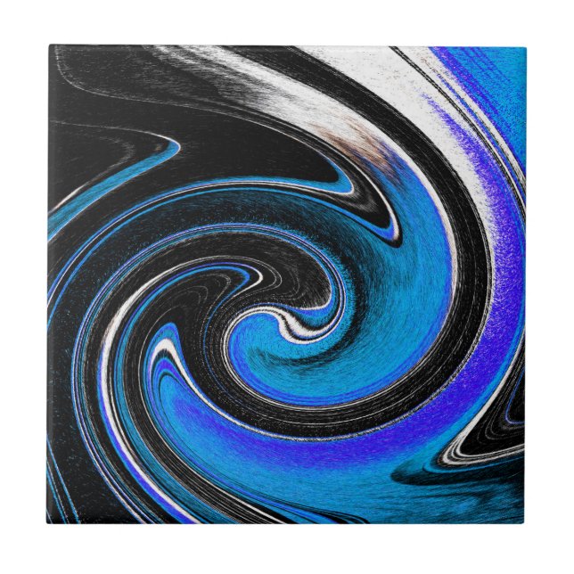 Abstract in Blue Tones Ceramic Tile (Front)