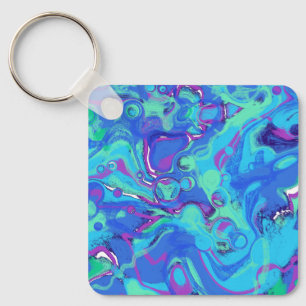 Abstract In Blues, Greens, & Purples Key Ring