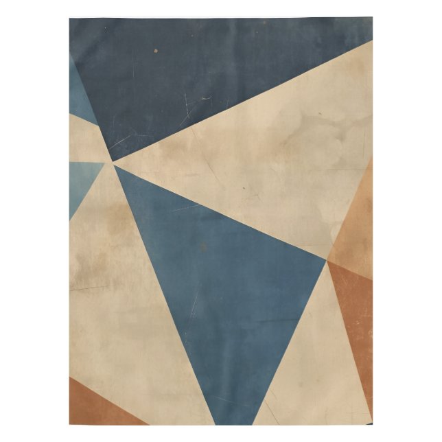 Abstract in Blues, Tan, and Rust Tablecloth (Front)