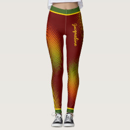 Abstract in Caribbean Colours with Name on DARK RE Leggings