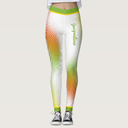 Abstract in Caribbean Colours with Name on WHITE Leggings