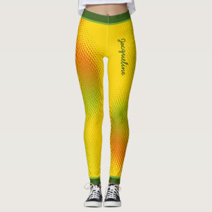 Abstract in Caribbean Colours with Name on YELLOW Leggings