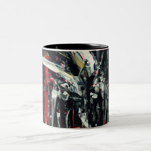 Abstract in dark colours Two-Tone coffee mug (Center)