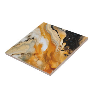 Abstract in gold and black ceramic tile