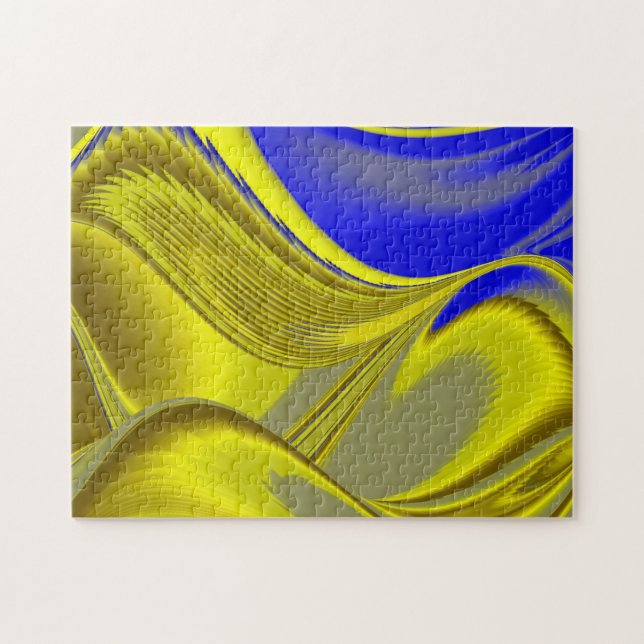 abstract in gold-yellow blue jigsaw puzzle (Horizontal)