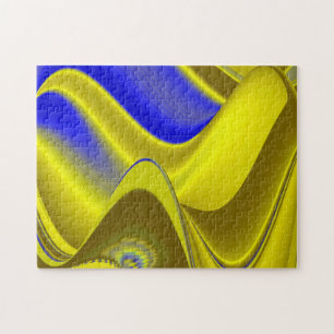 abstract in gold-yellow blue jigsaw puzzle