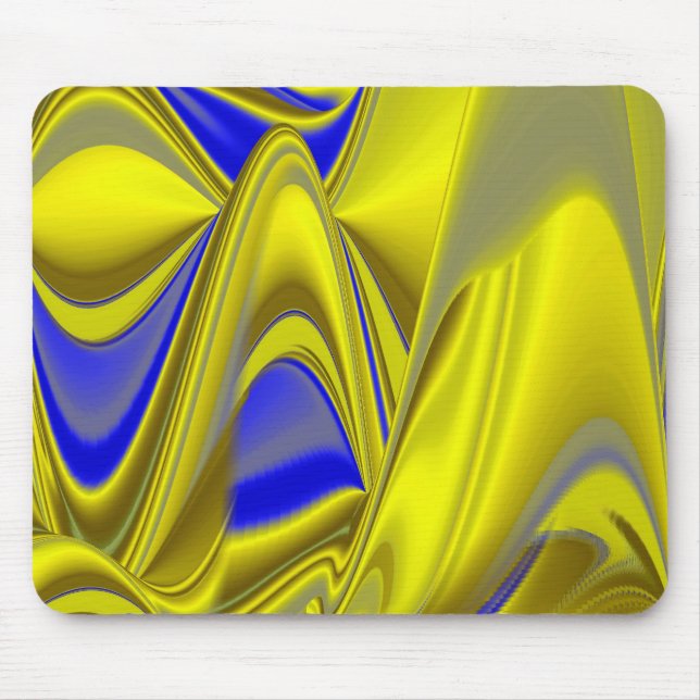 Abstract in gold-yellow blue mouse pad (Front)