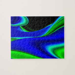 Abstract in green and blue jigsaw puzzle