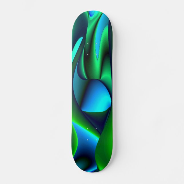 Abstract in green blue black skateboard (Front)