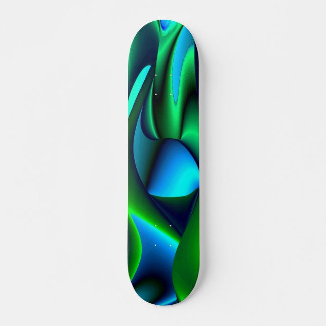Abstract in green blue black skateboard (Front)