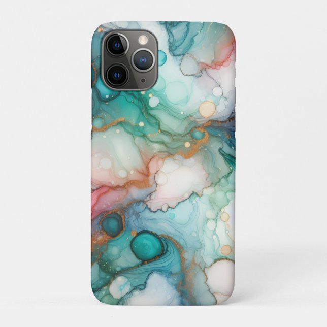 Abstract in Pink, Teal, Blue, and Gold Case-Mate iPhone Case (Back)