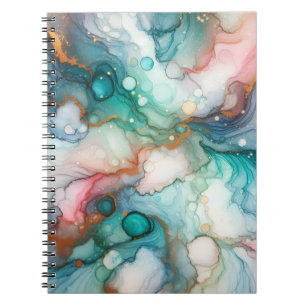 Abstract in Pink, Teal, Blue, and Gold Notebook