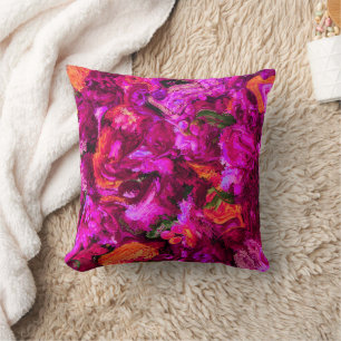 Abstract In Purples, Oranges, & Greens  Cushion